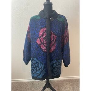 Vintage Carlisle Couture- Floral Print Sweater/Jacket- Medium